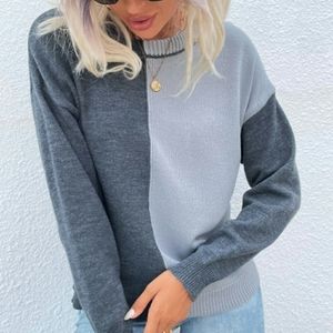 Color Block Spliced Long Sleeve Sweater